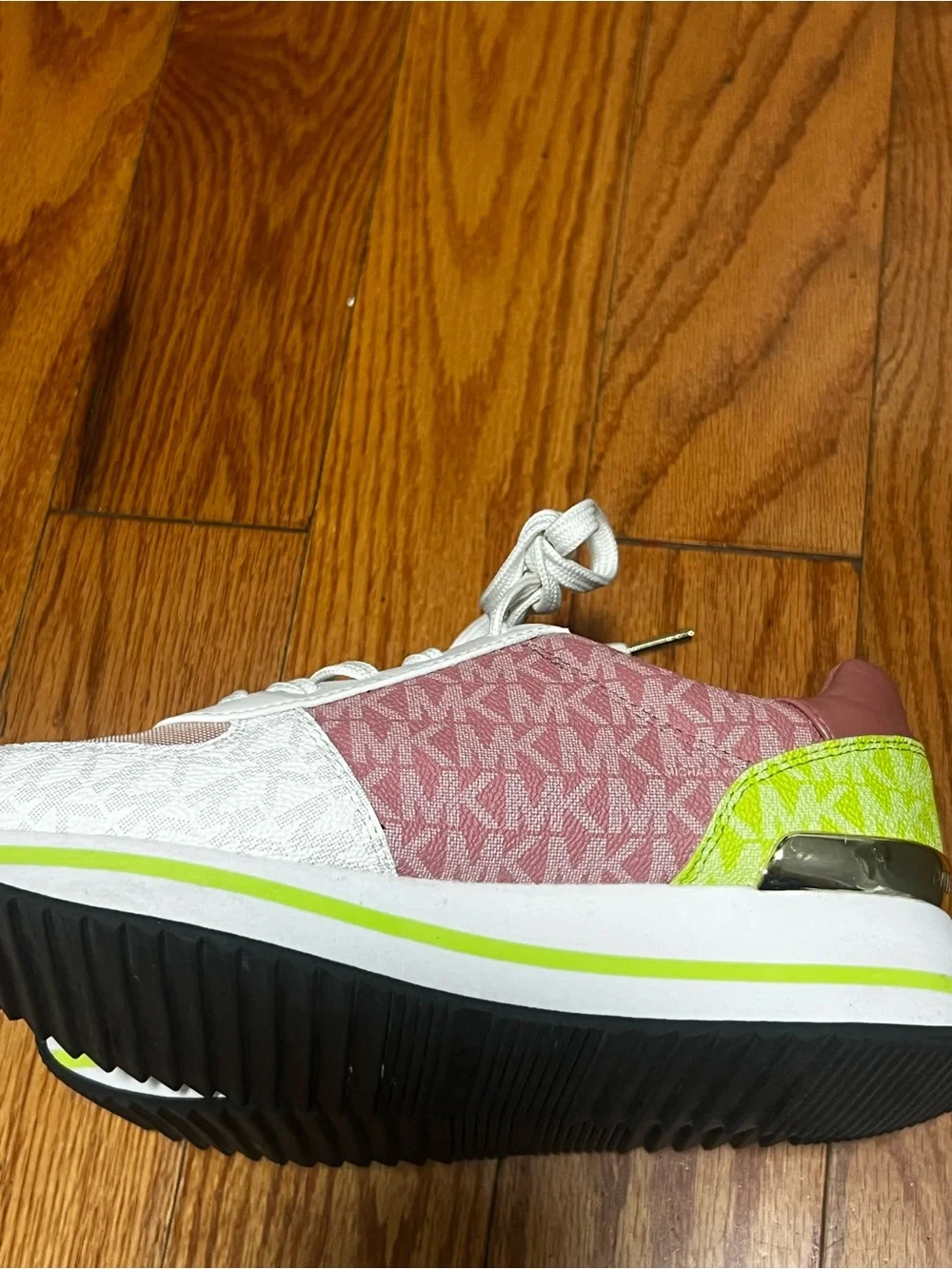 Michael Kors Pink White and Neon Green Platform Sneakers